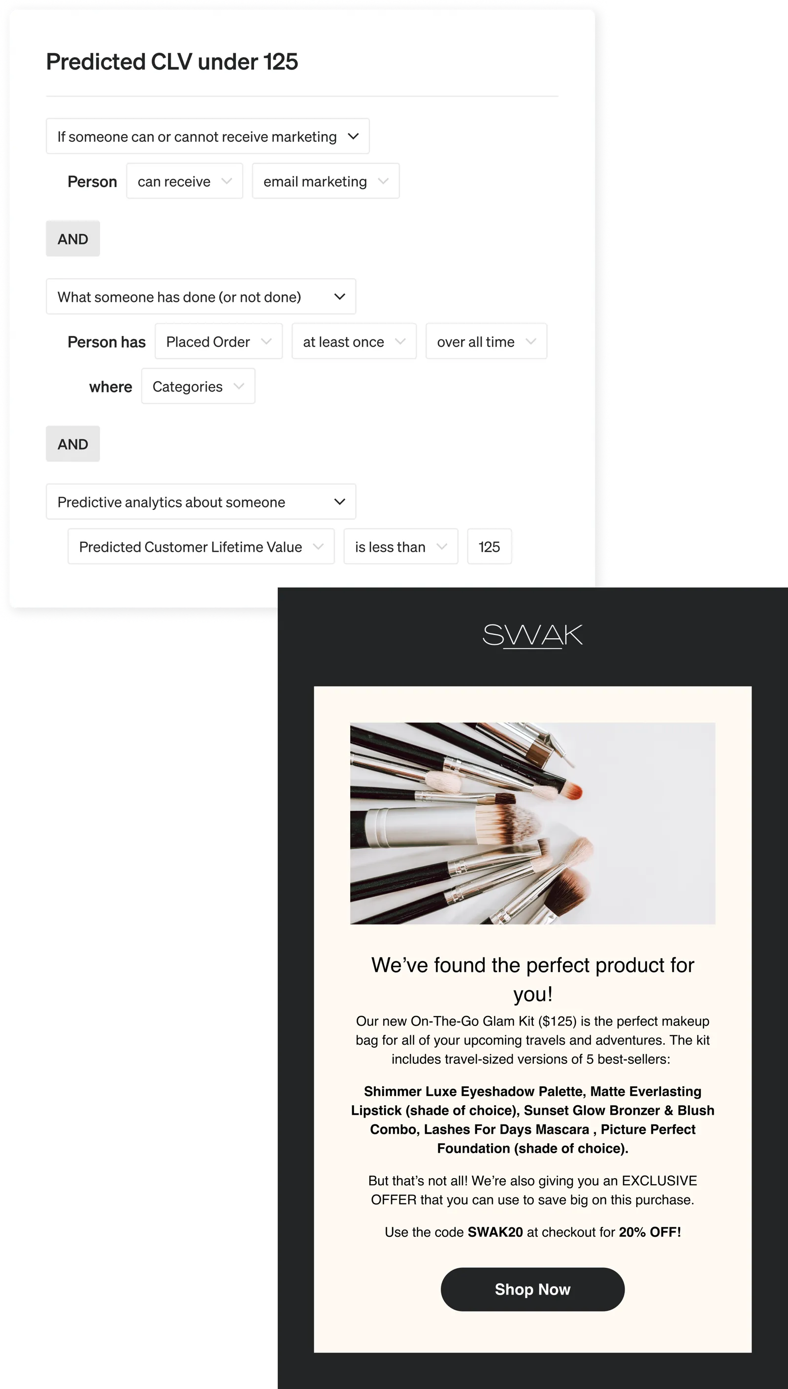 Predicted CLV segment with a tailored message