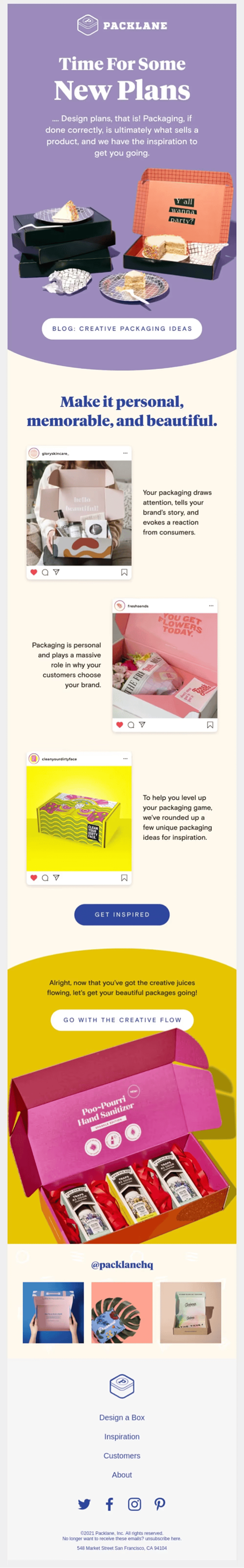 An email promoting newsletter content with lots of blocks and text.