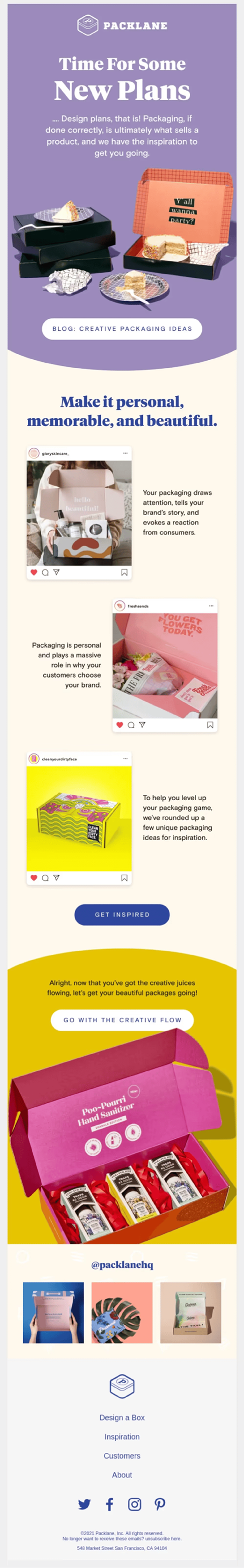 An email promoting newsletter content with lots of blocks and text.