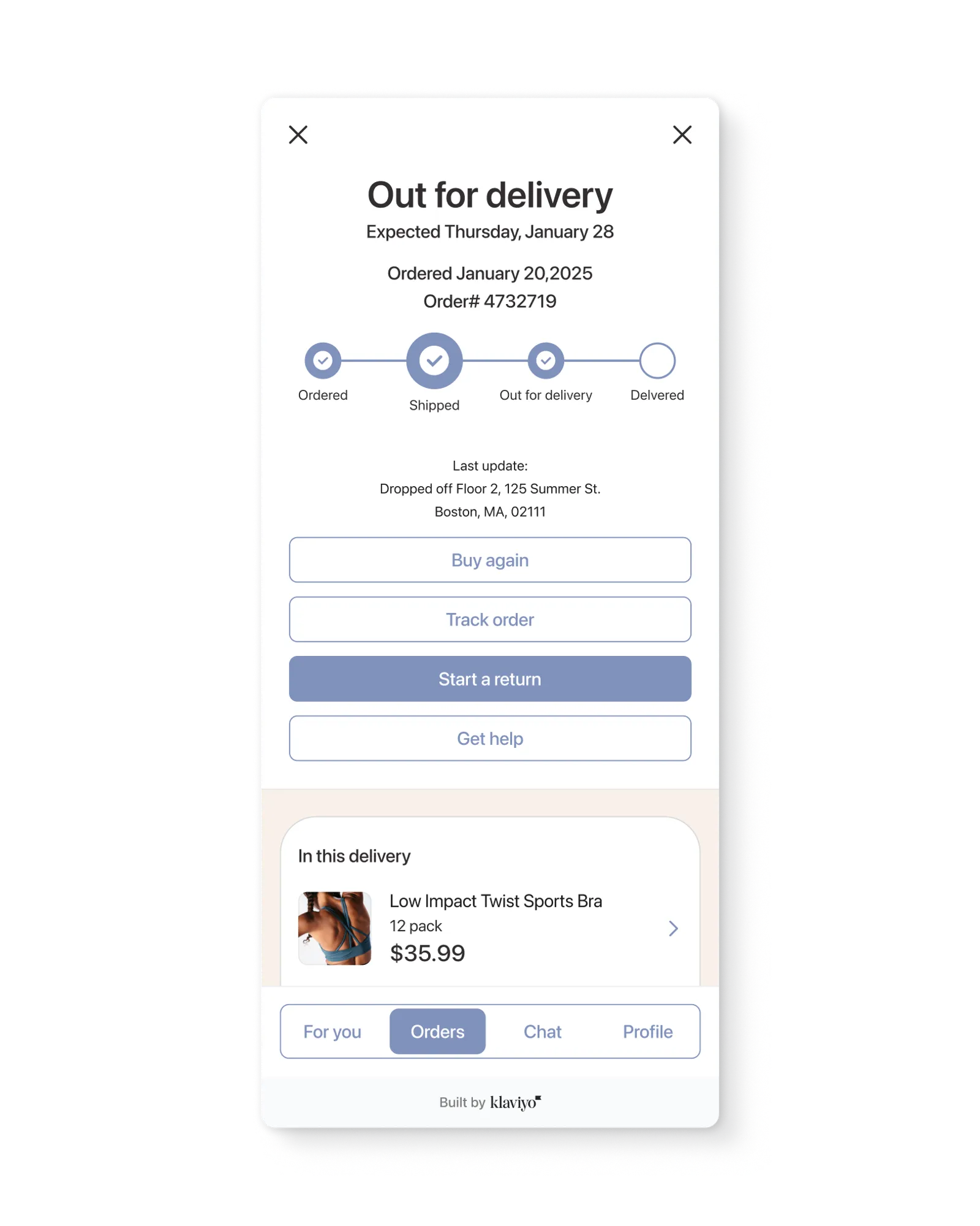 Post-purchase assistance is readily available in Customer Hub.