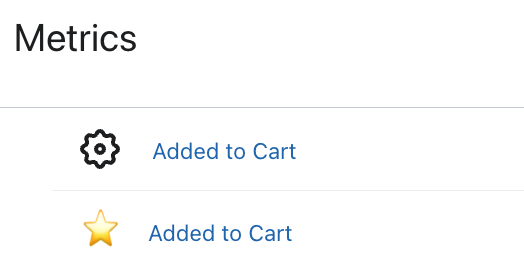Examples of branded and generic Added to Cart metrics