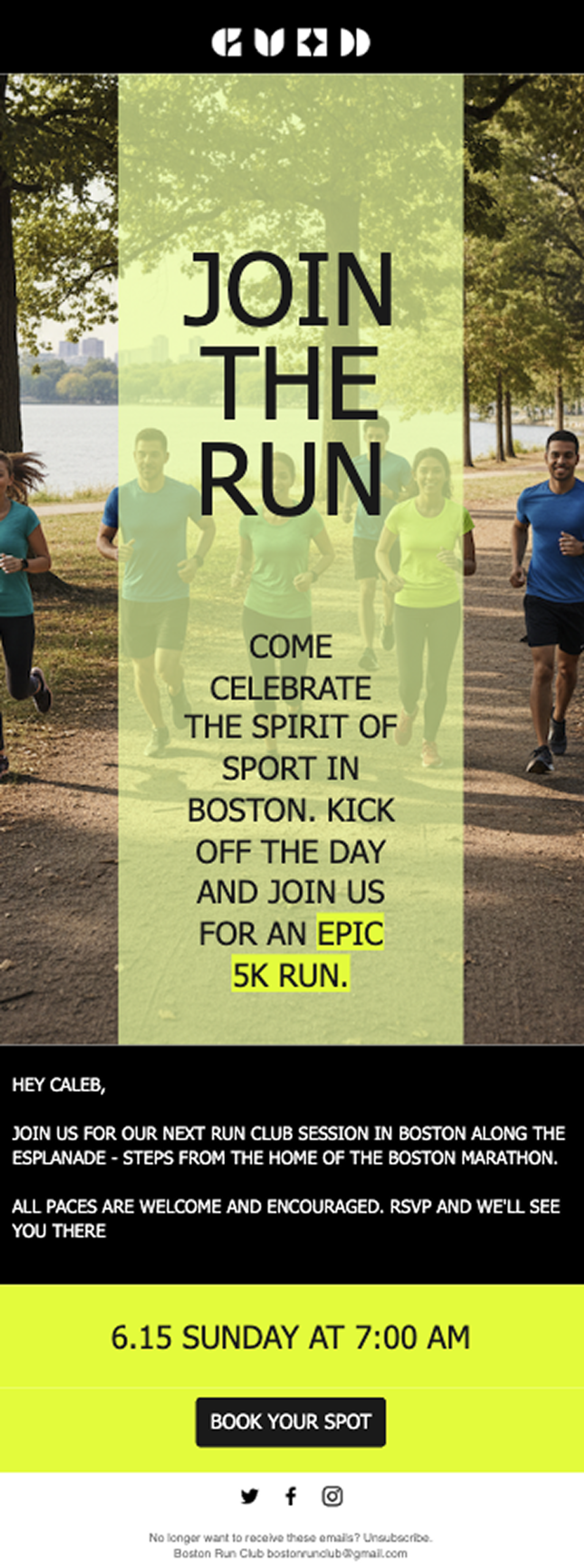 Example email to promote an upcoming event.