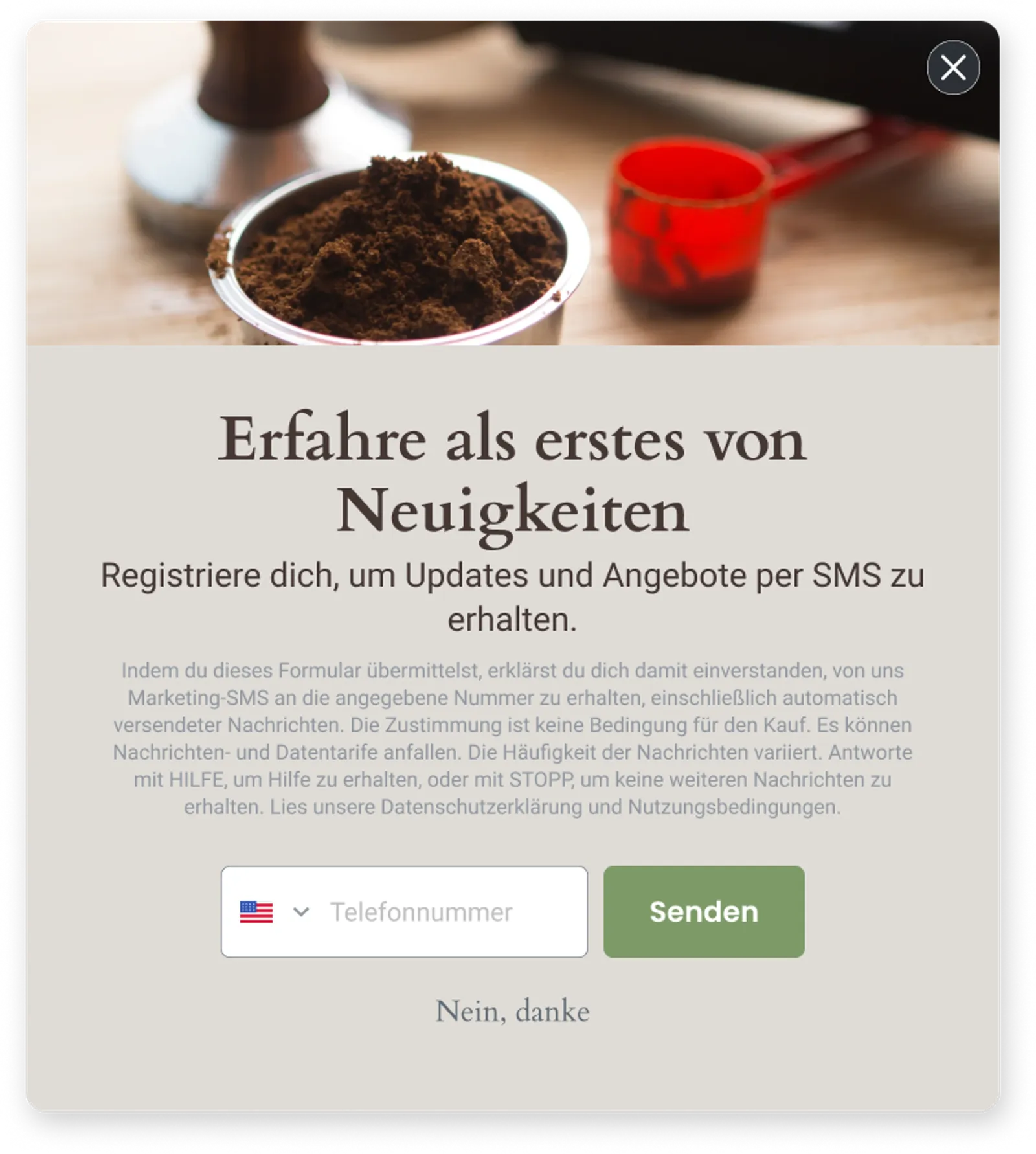 SMS-Anmeldeformular.