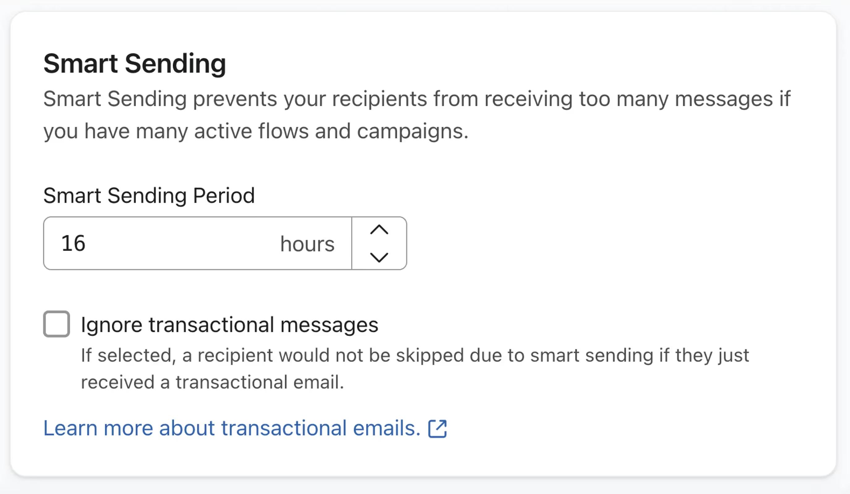 Smart sending setting in Klaviyo