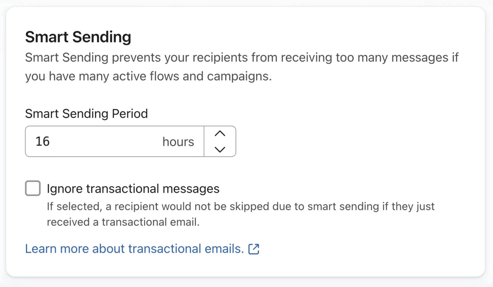 Smart sending setting in Klaviyo