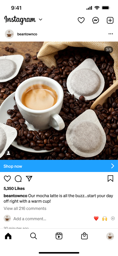 Beantown Coffee example Instagram post promoting fall flavors