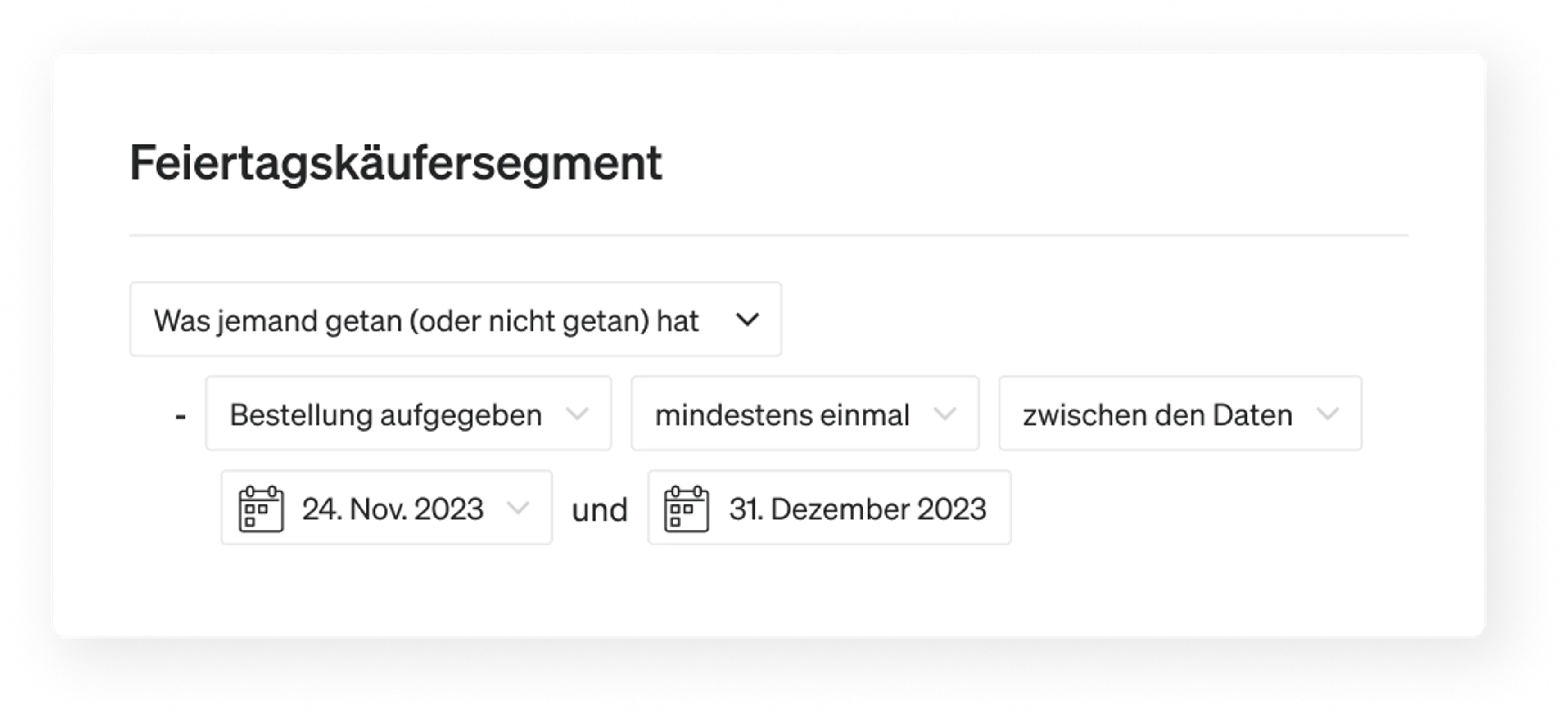 Einstellungen für das Weihnachtseinkäufersegment