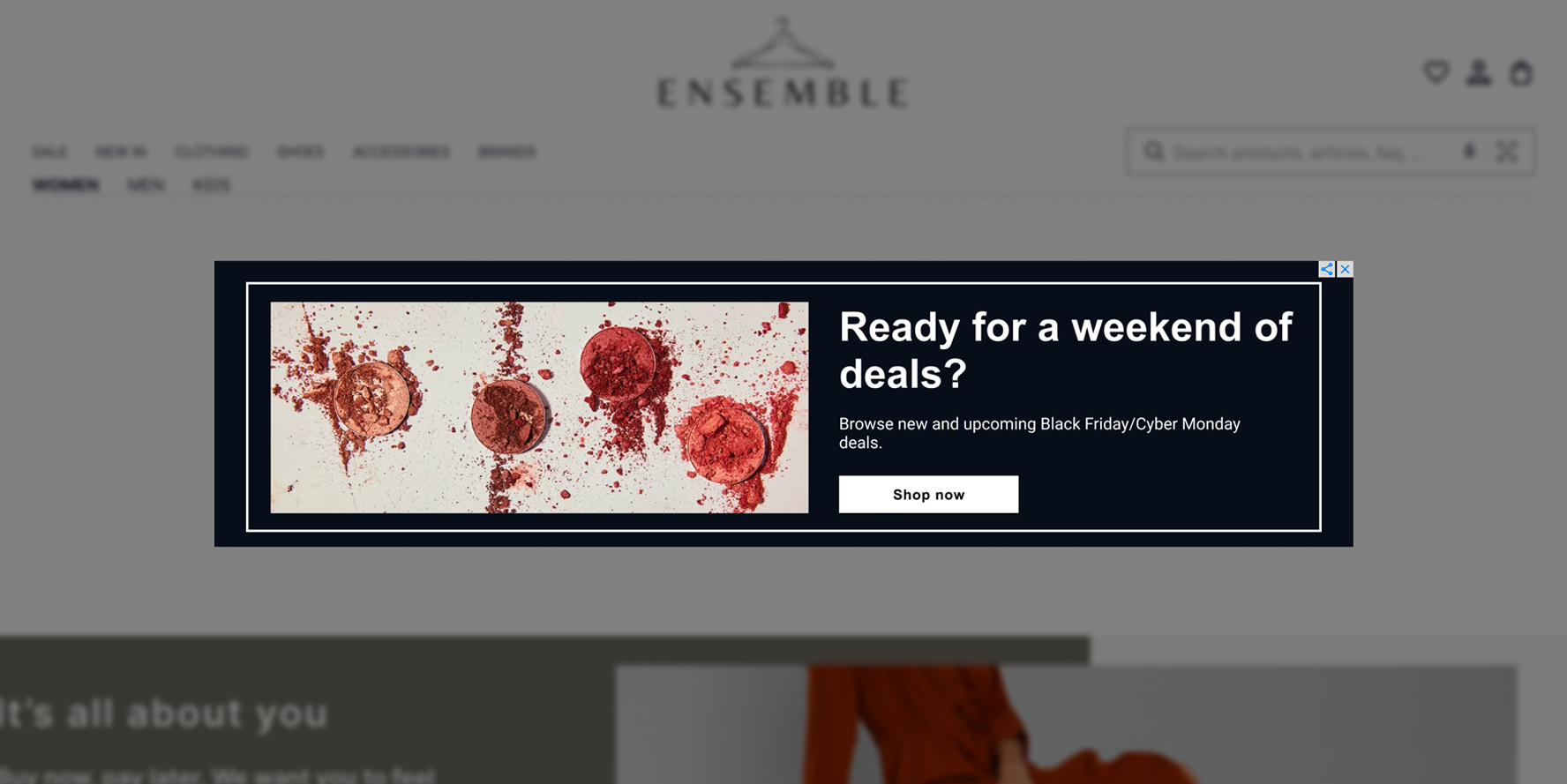 A Google display ad highlighting Black Friday/Cyber Monday deals, which appears on a related website.