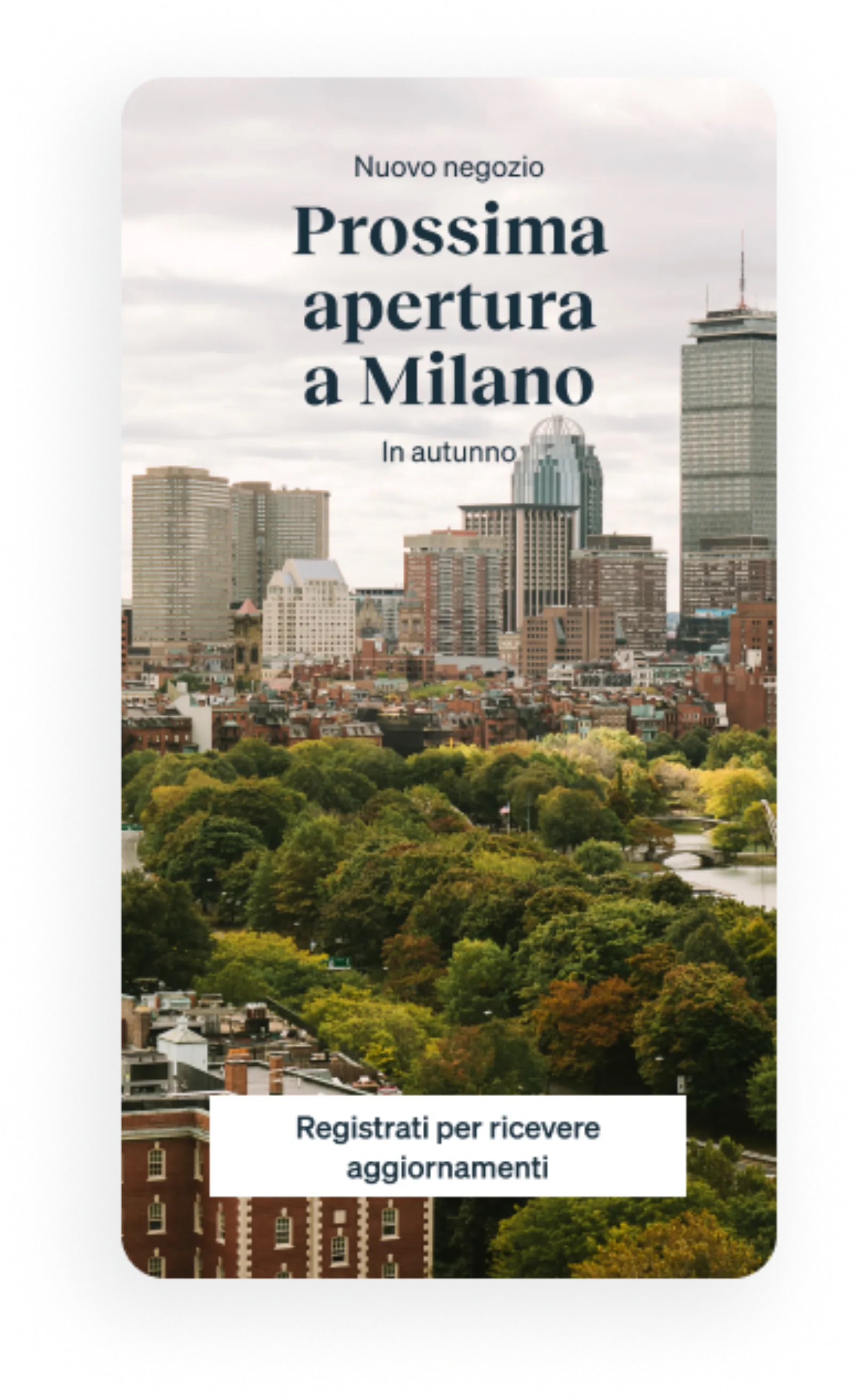 Full-page form announcing the opening of a new store. in Boston.