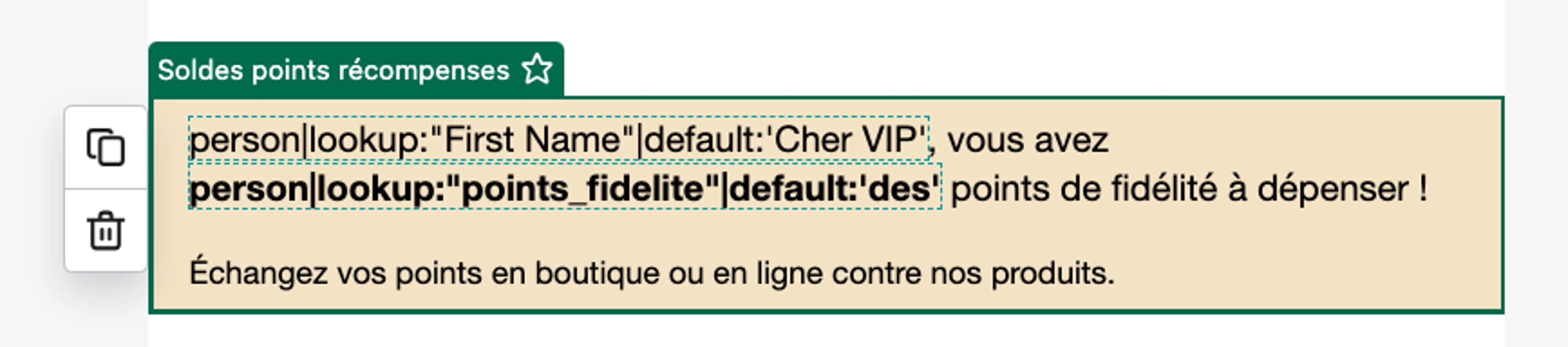 Rappel du solde de points de fidélité de la marque Beantown