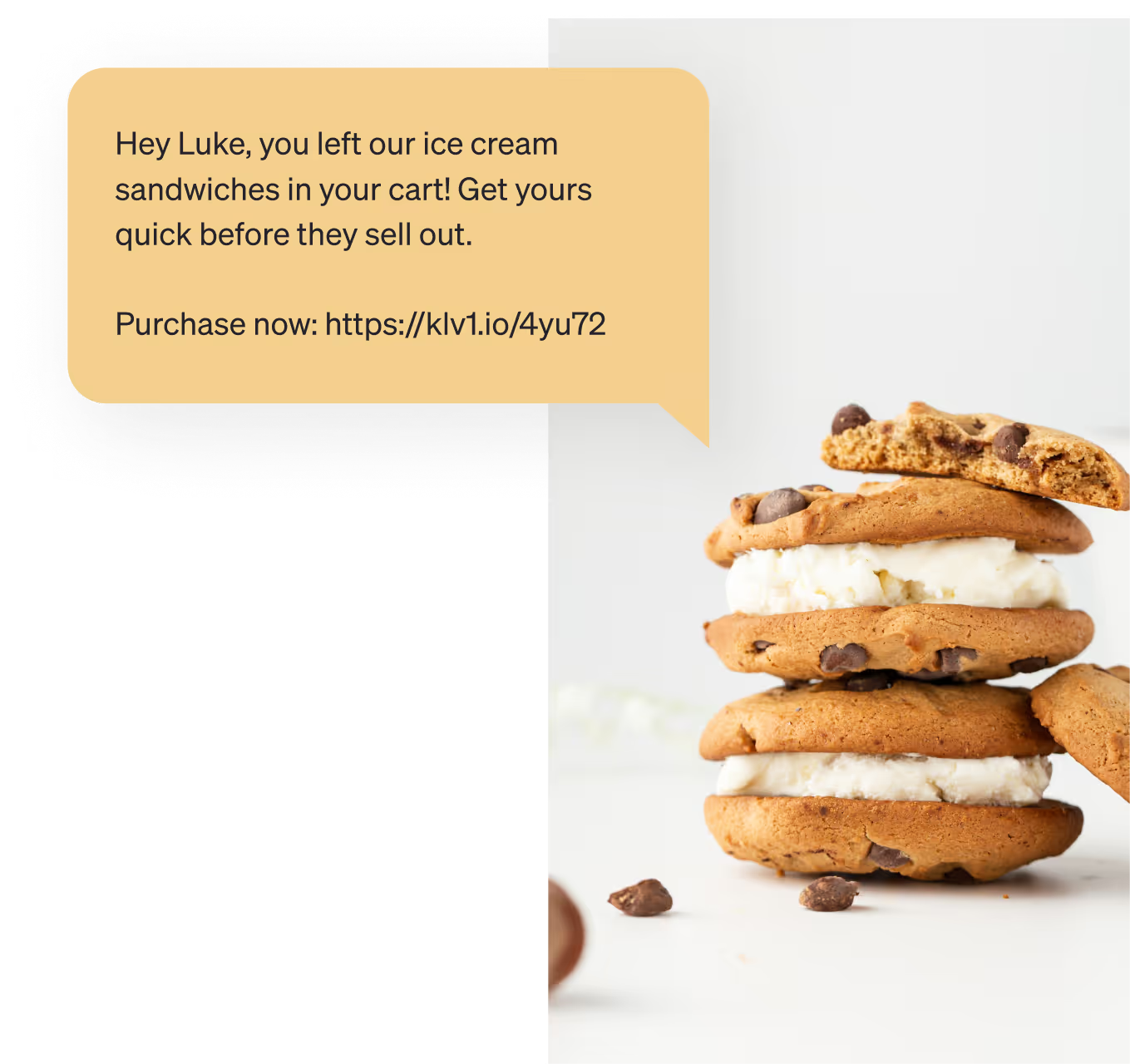 Image of an abandoned cart SMS message