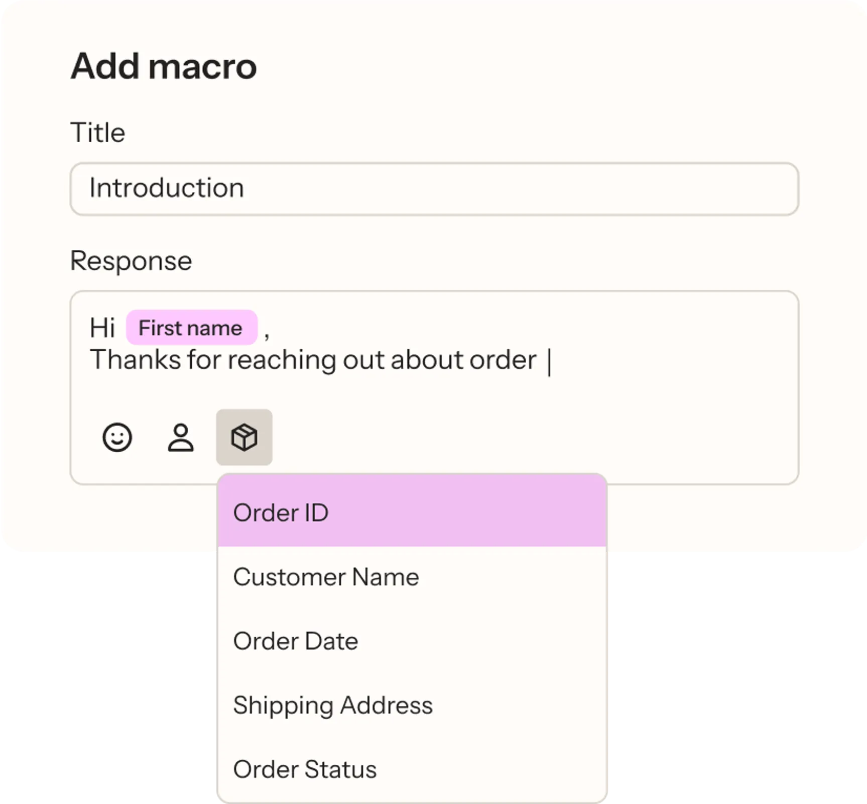 Setting up a macro with personalization data