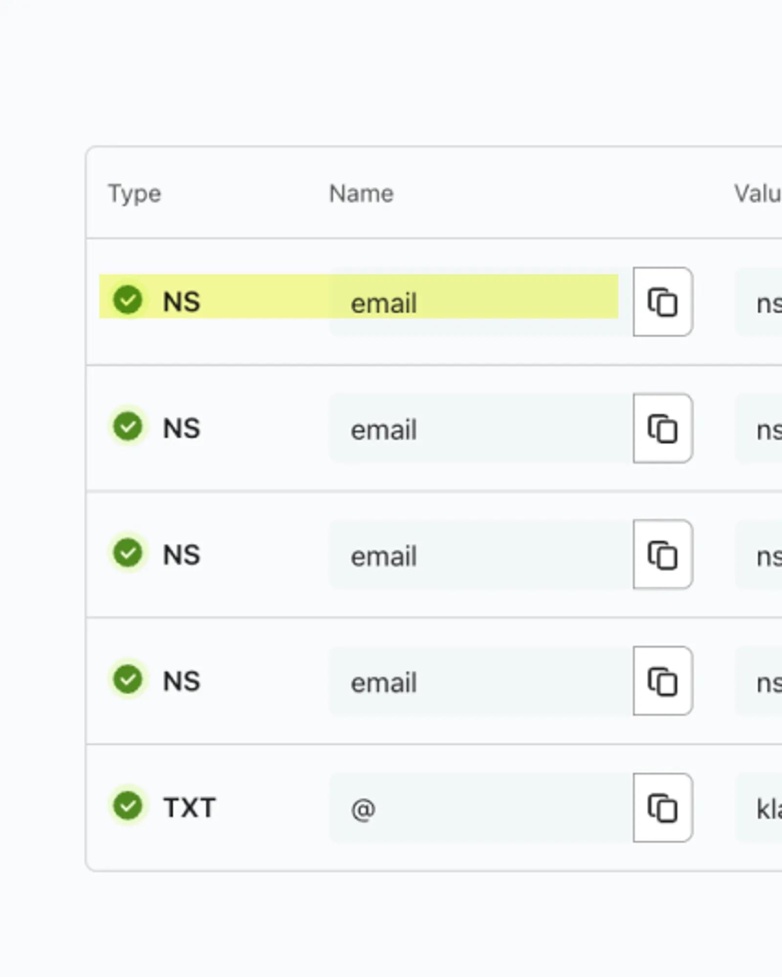 Example of a NS record