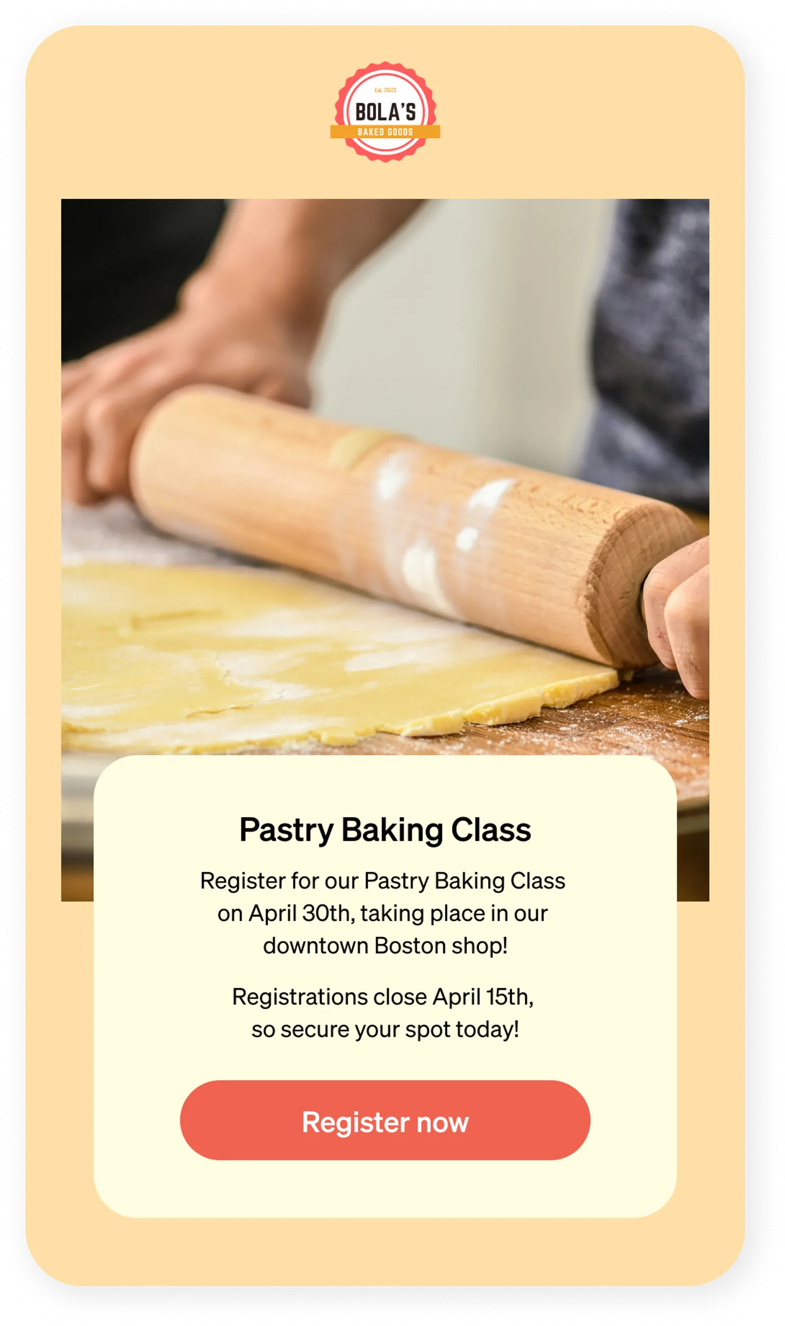 Campaign for an on-premise cooking class