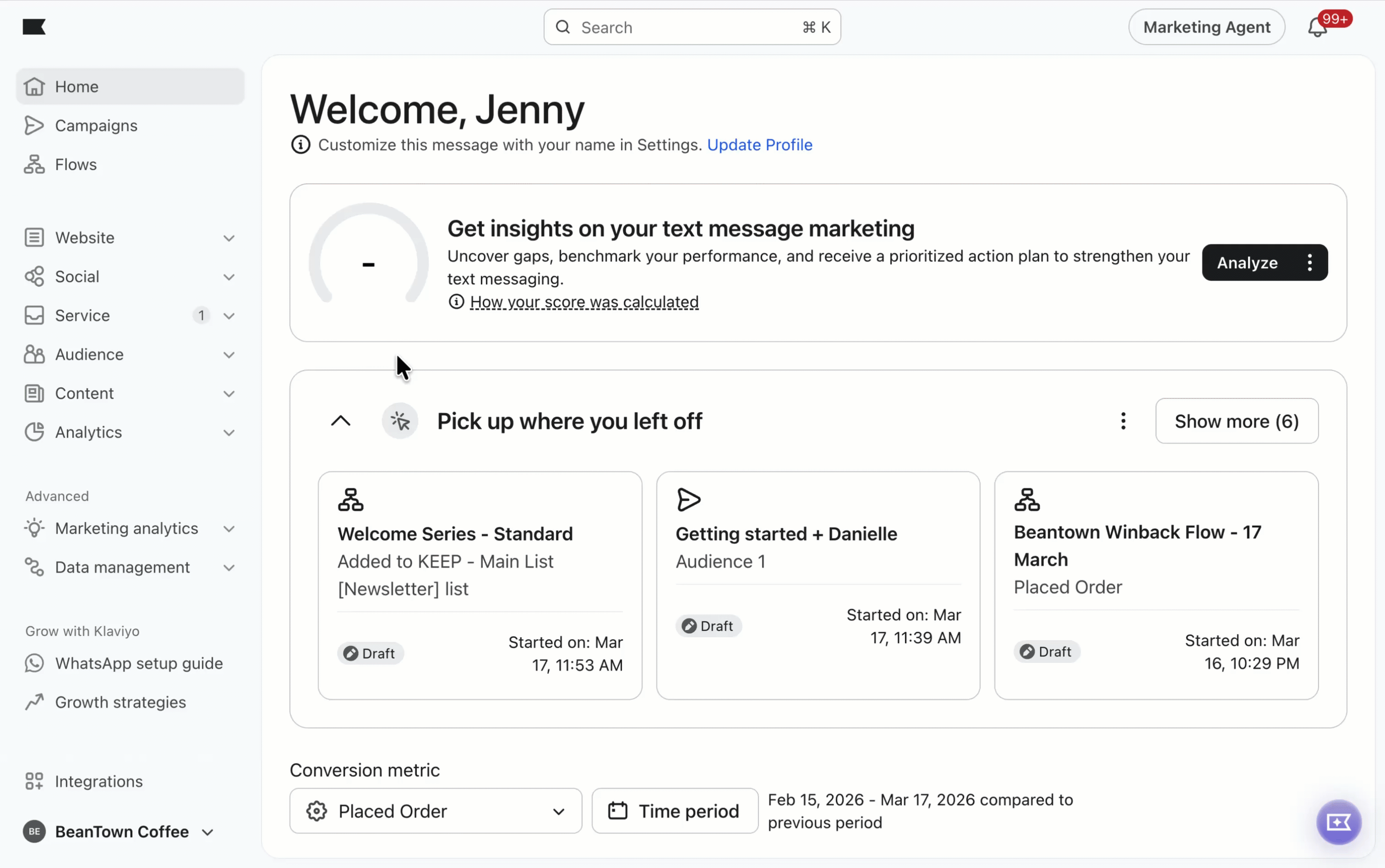 Accessing the brand and media section in Klaviyo