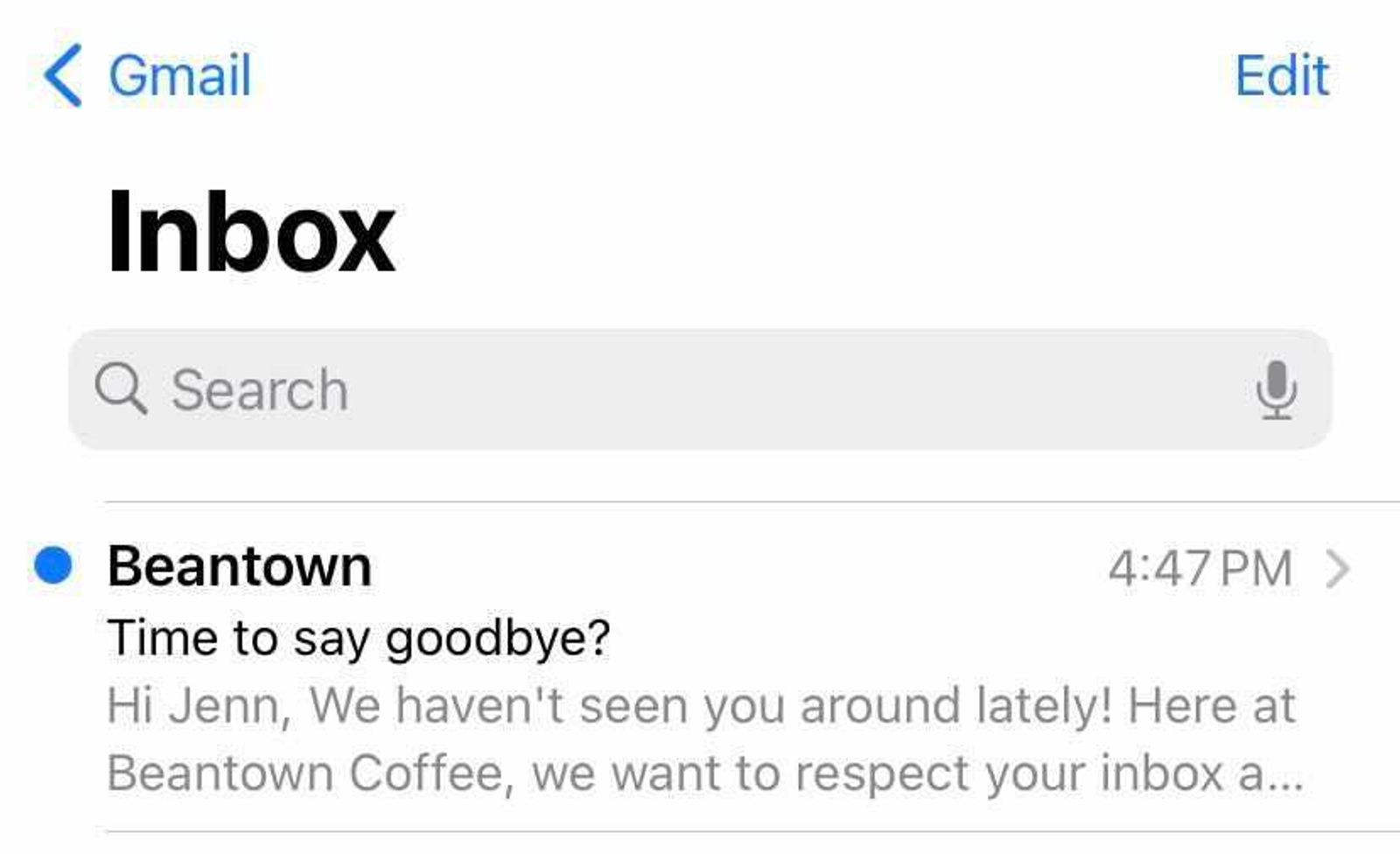 Example of a subject line reading: "Time to say goodbye?"