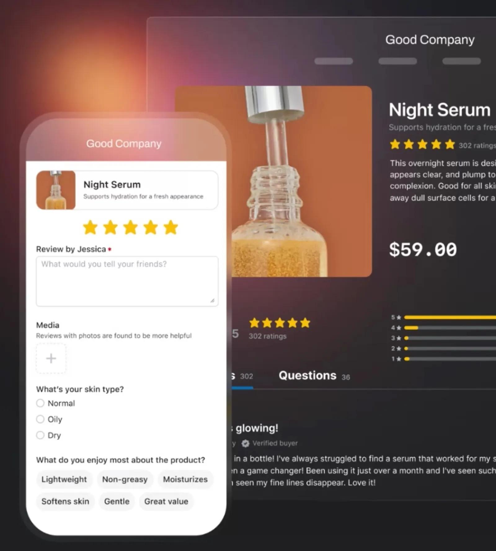 Custom questions on a review