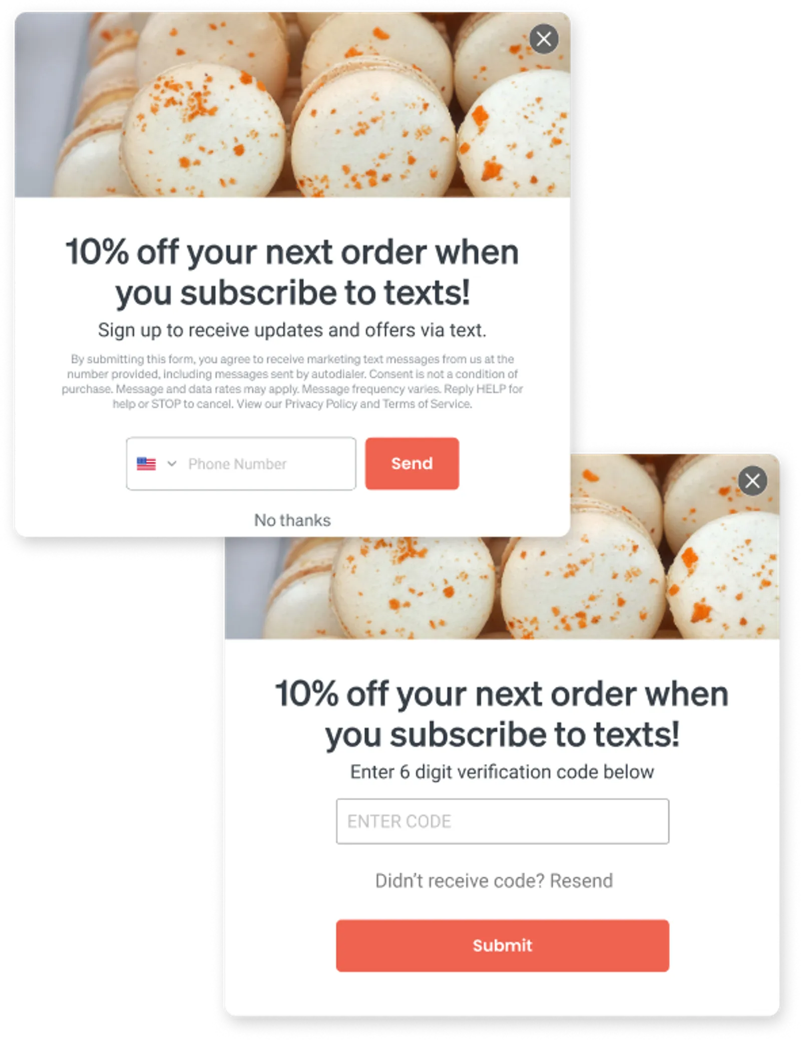 A text message sign-up form in Klaviyo