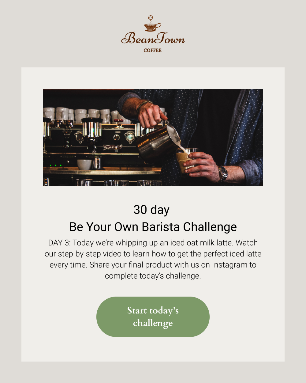 30-day barista challenge email campaign