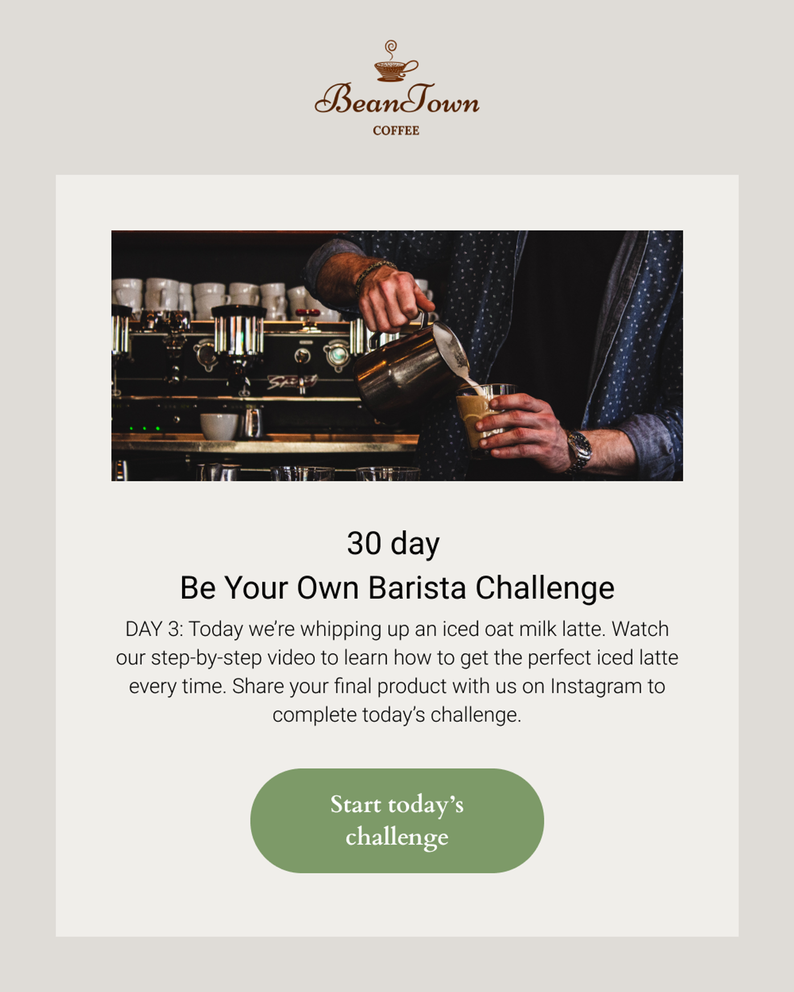 30-day barista challenge email campaign