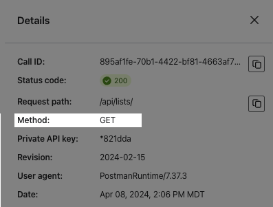 Log of a GET request