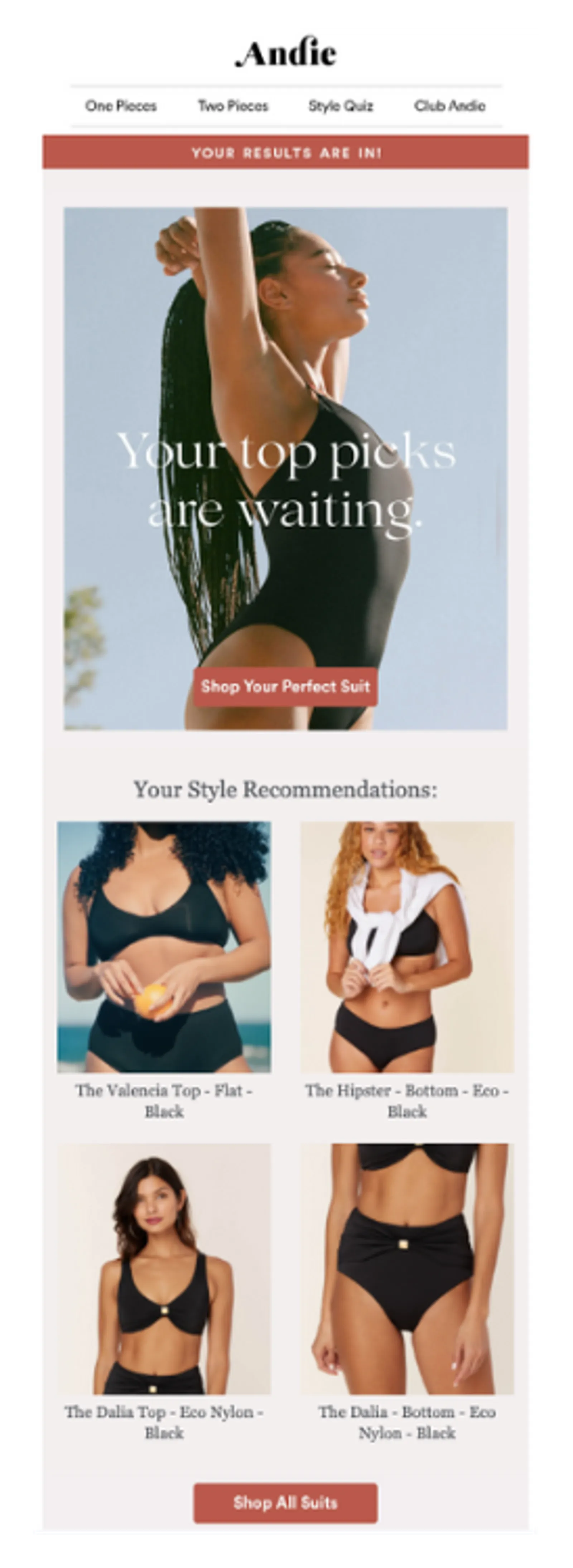 Customized email based on quiz responses