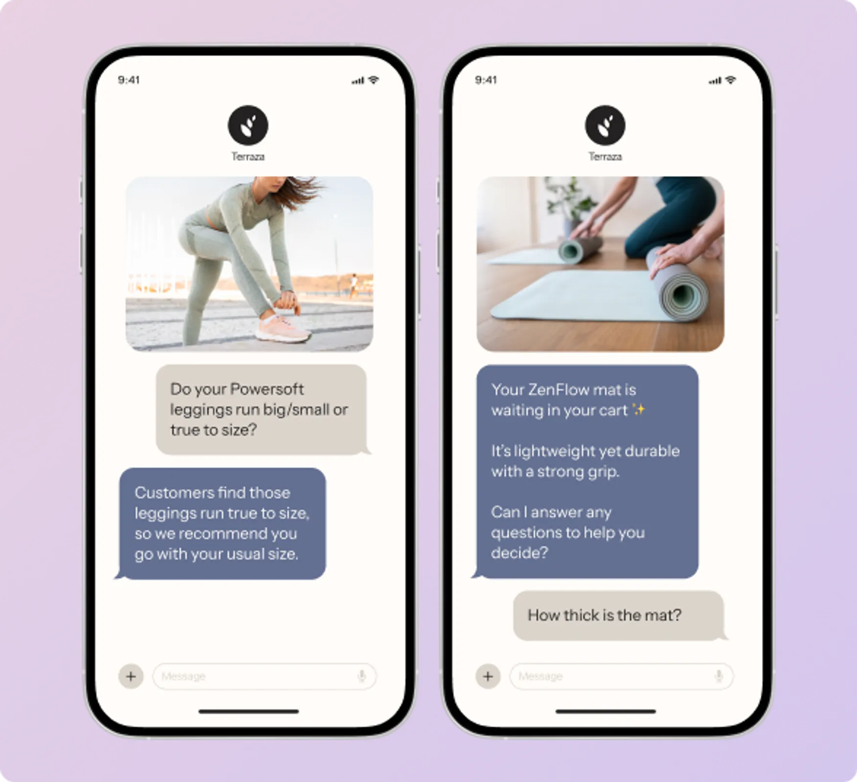 A Customer Agent conversation over text messages, engaging with a customer