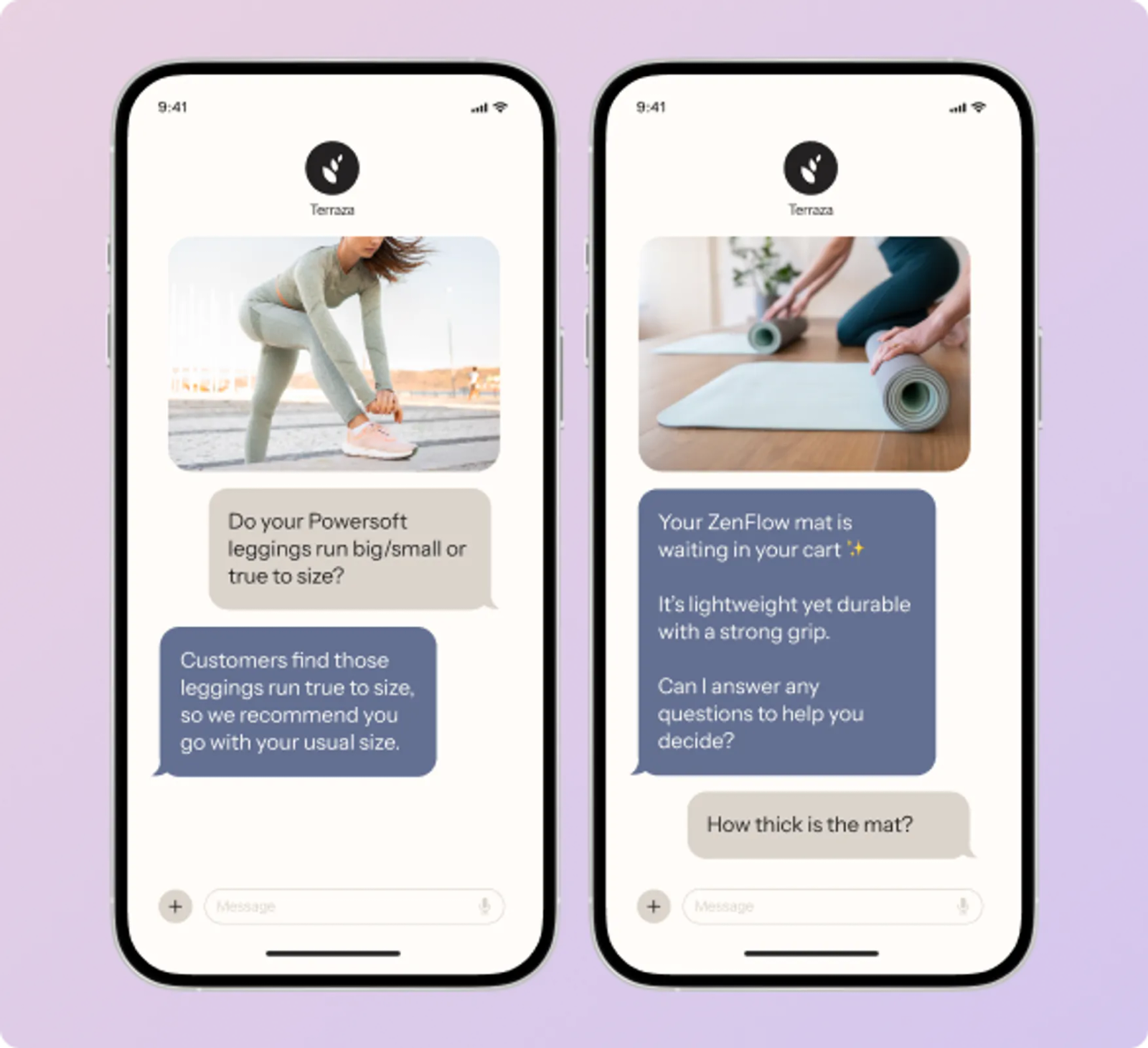A Customer Agent conversation over text messages, engaging with a customer