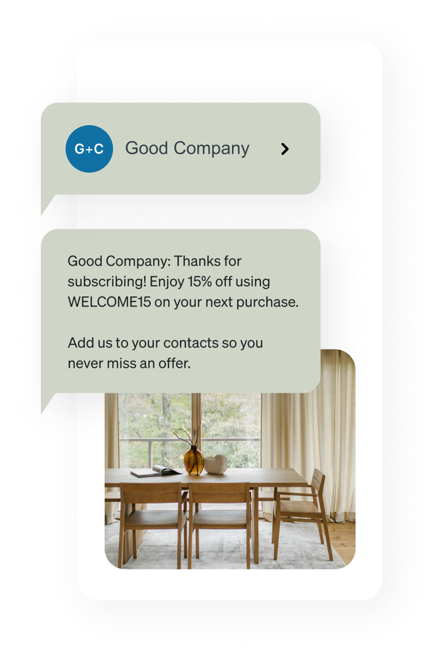 A screenshot of a text message conversation that features a virtual contact card being delivered via SMSe