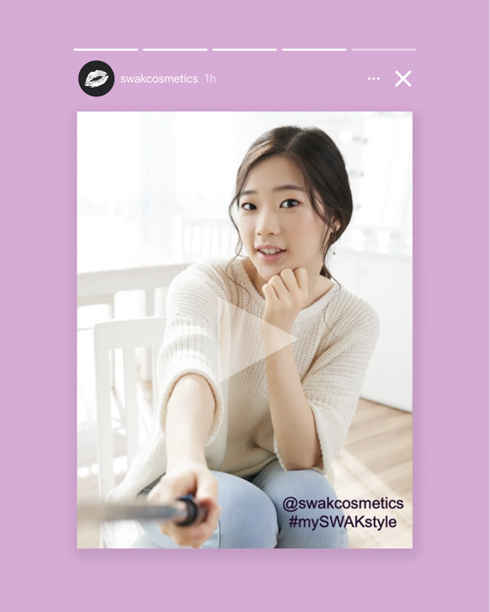 SWAK Cosmetics video Instagram story.