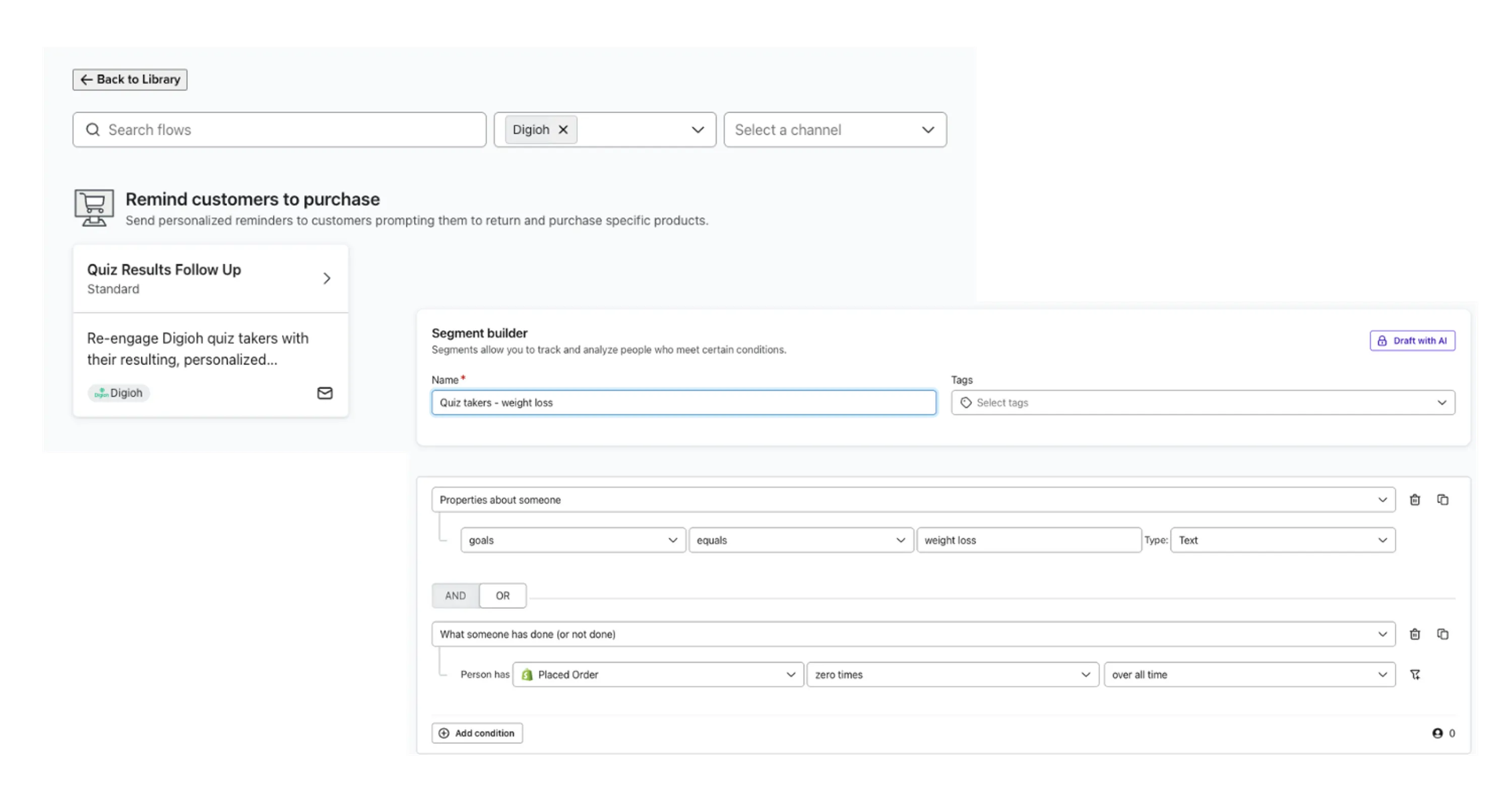 Create segments based on quiz data