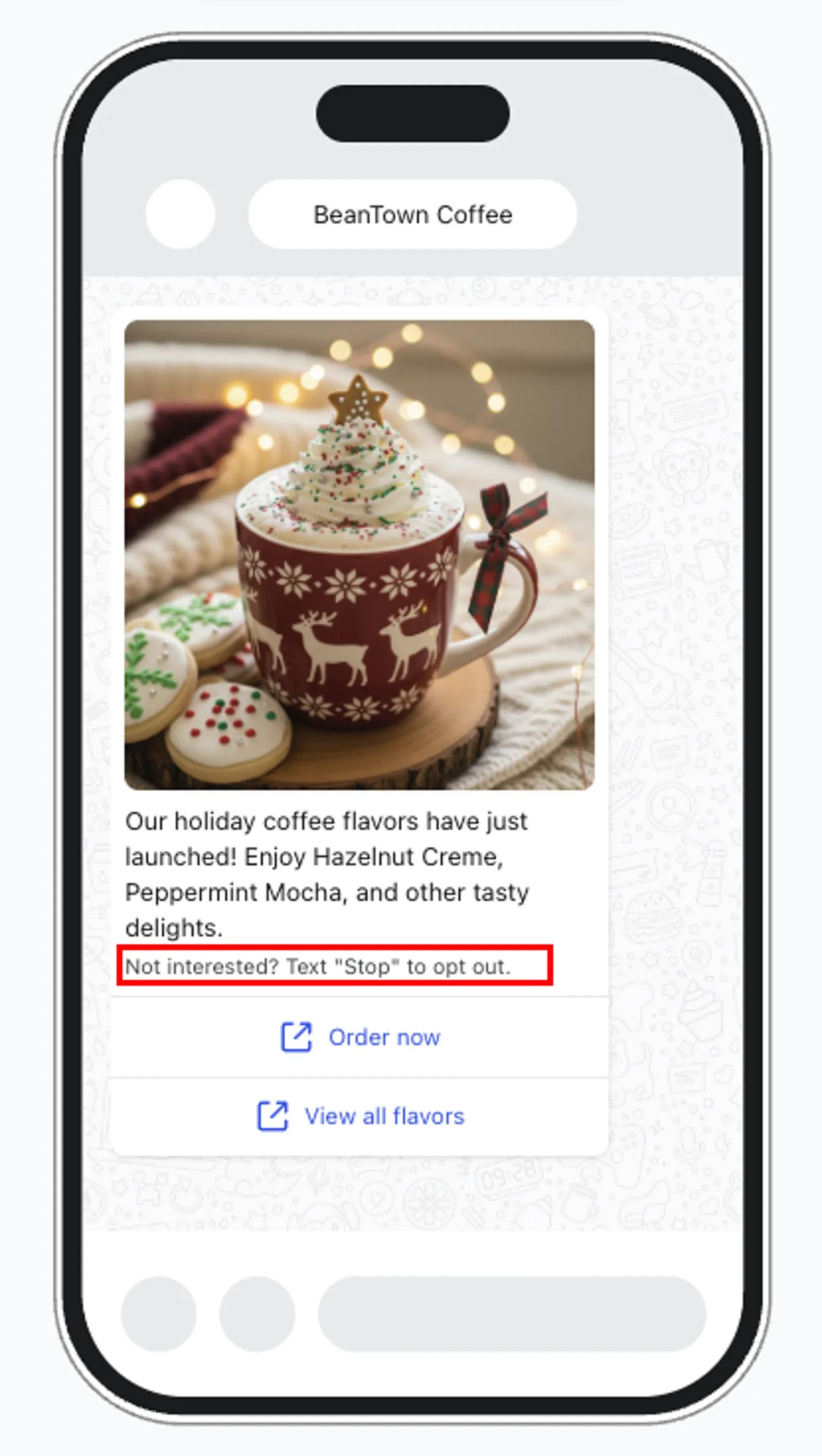 WhatsApp template footer