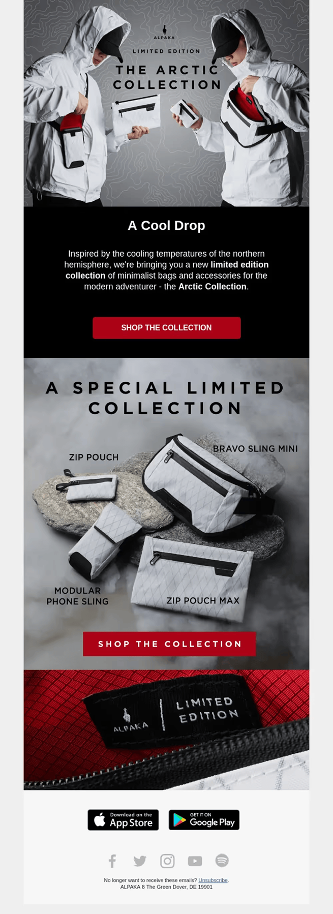 An email announcing a new product launch drop