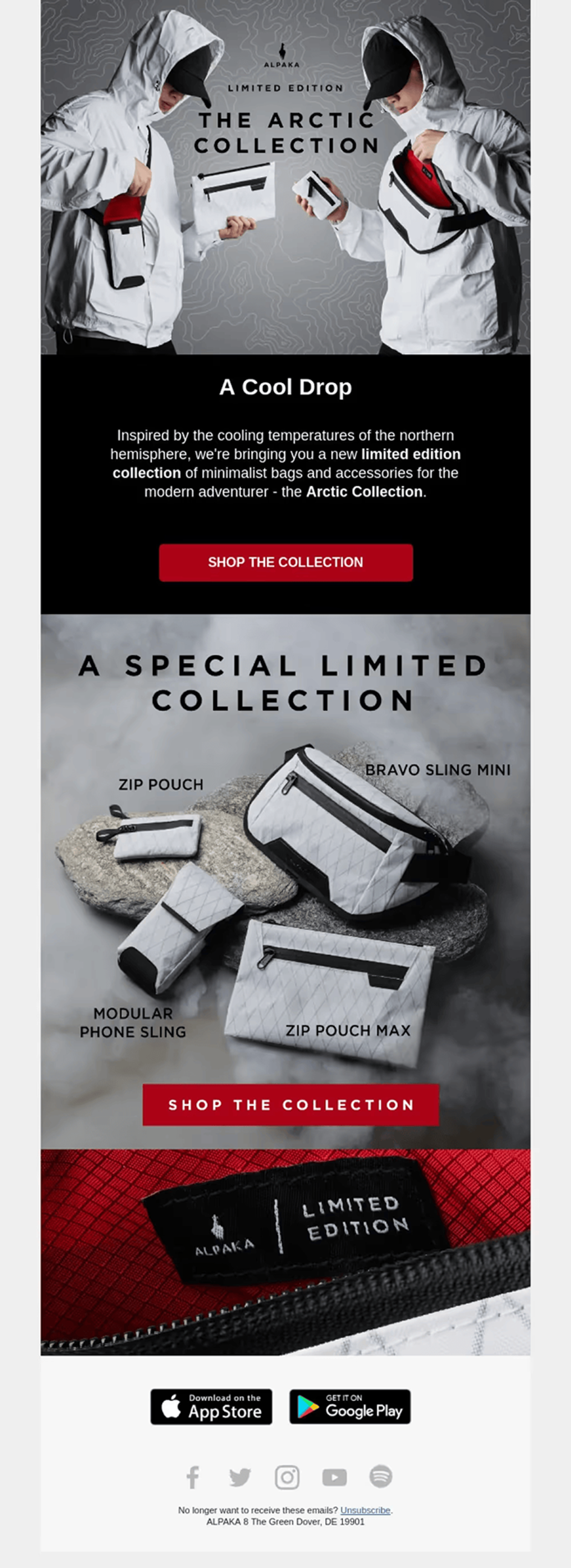 An email announcing a new product launch drop
