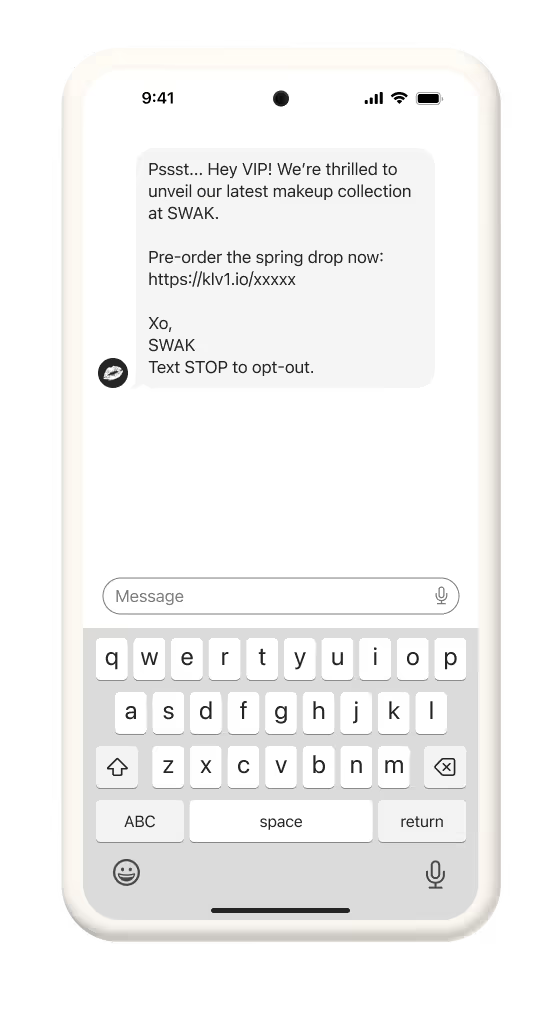 Image of a subscriber exclusive SMS message