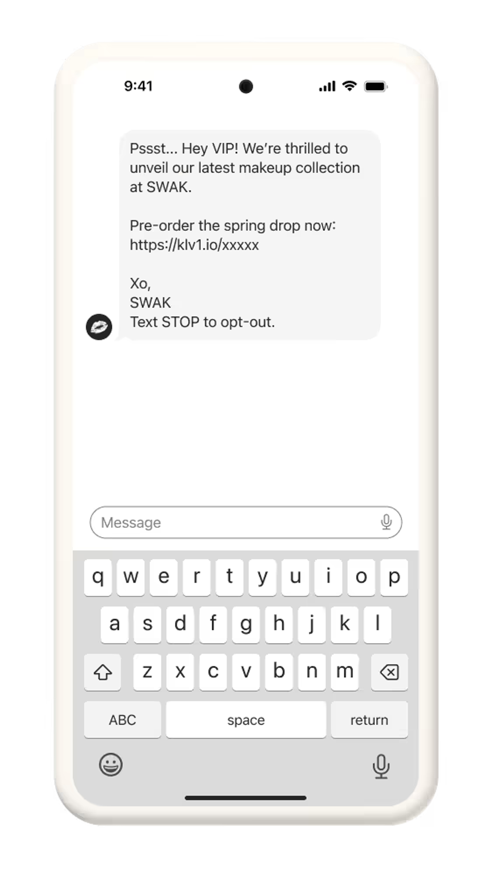 Image of a subscriber exclusive SMS message