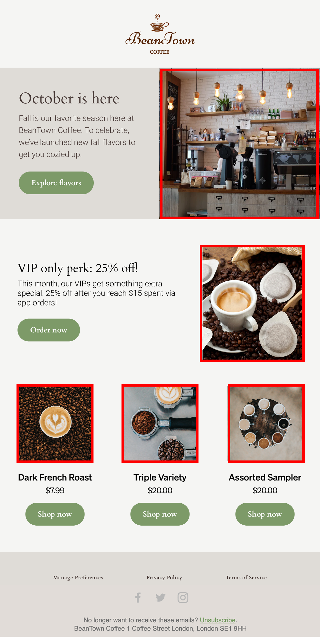 Email example with balanced imagery