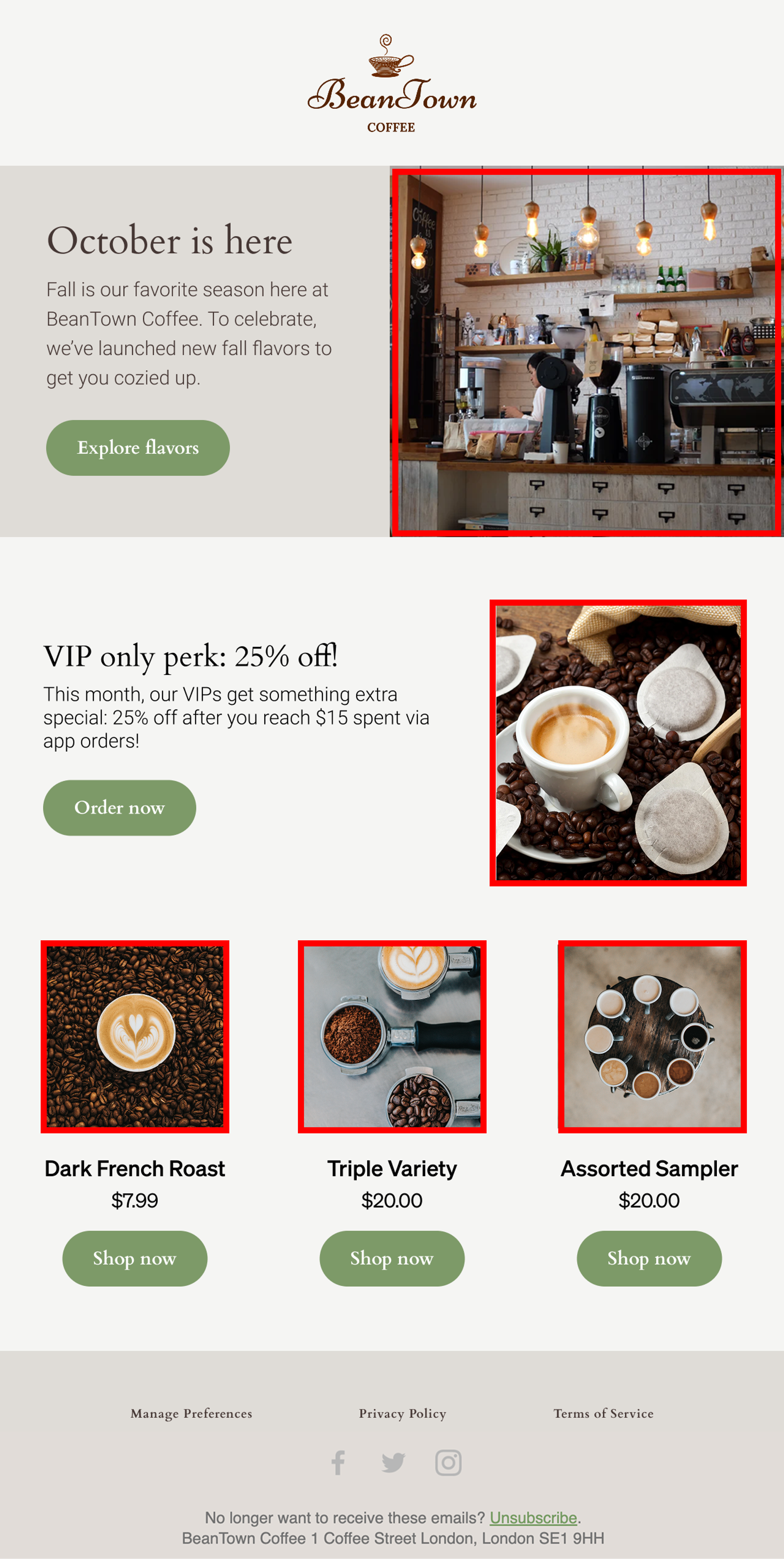 Email example with balanced imagery