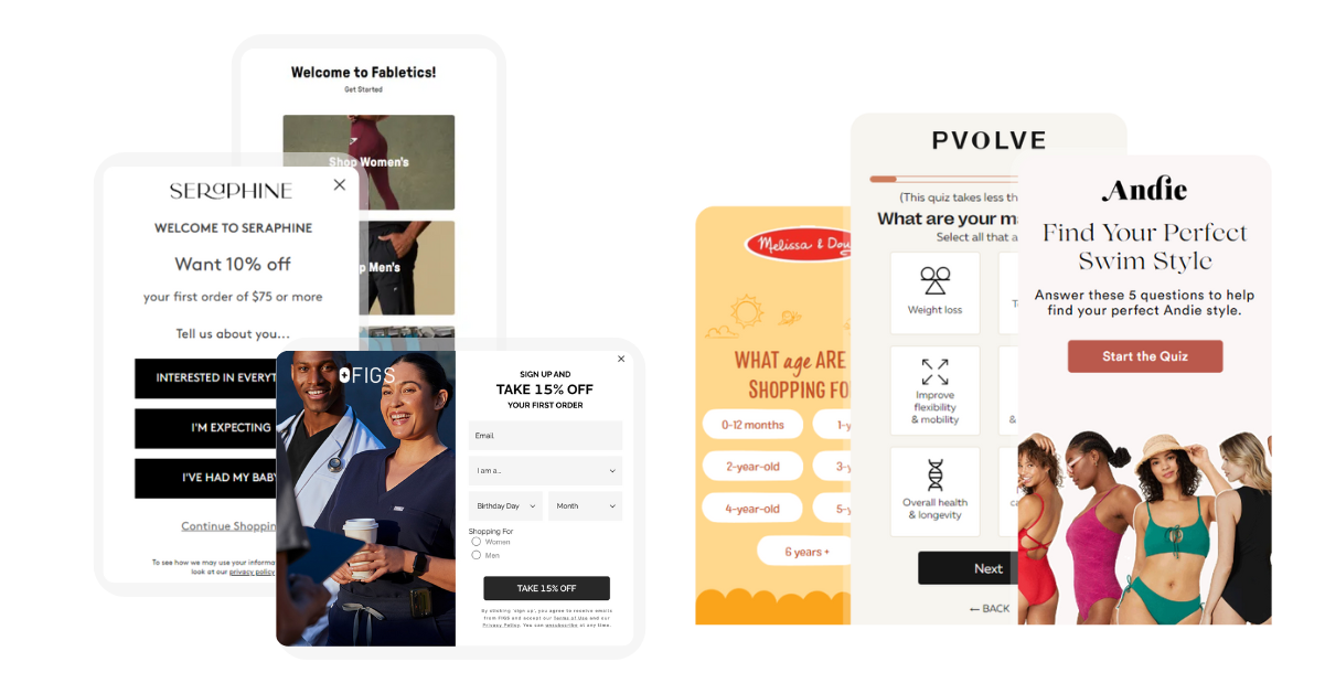 Real examples of product quizzes