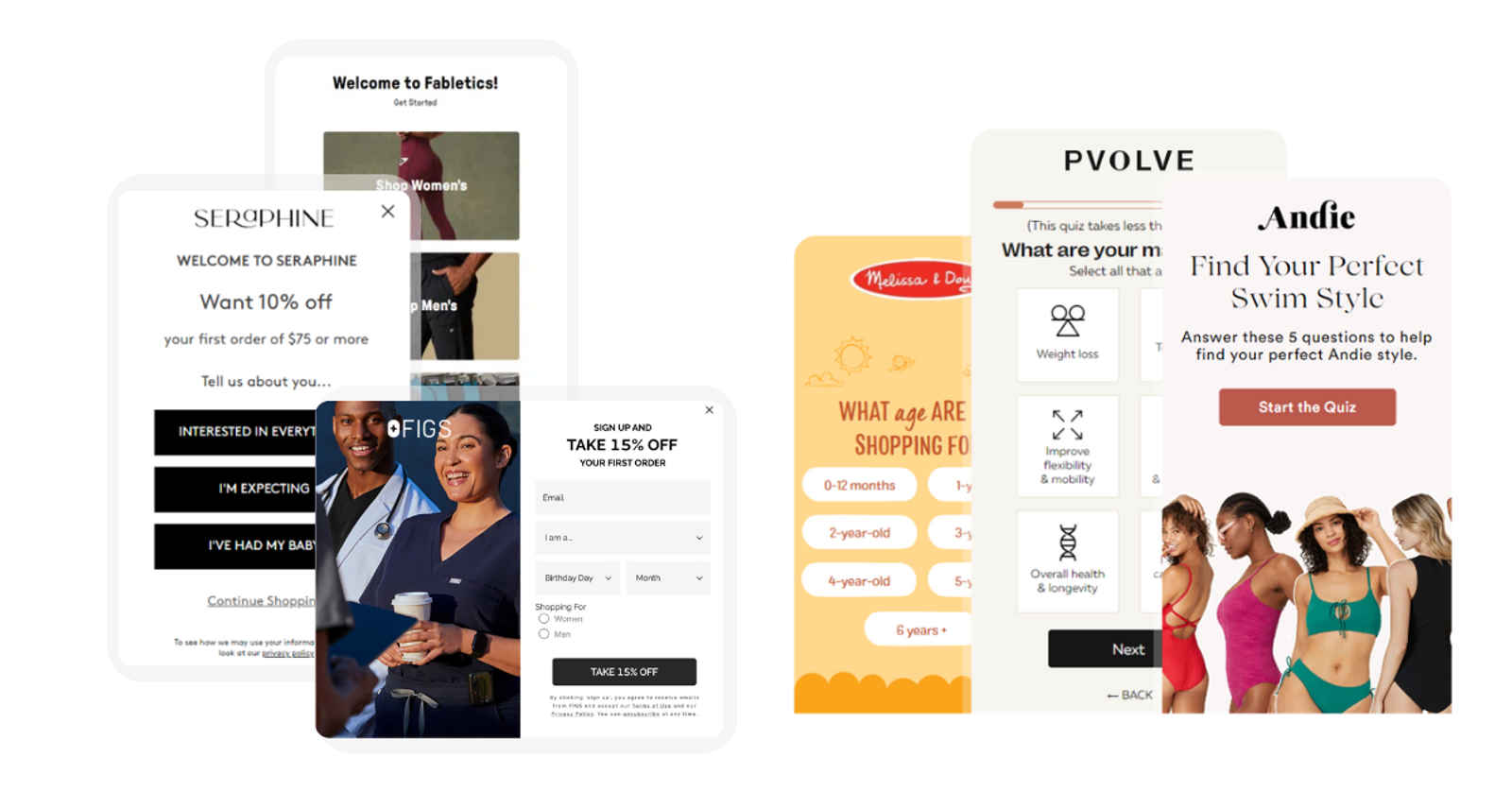 Real examples of product quizzes