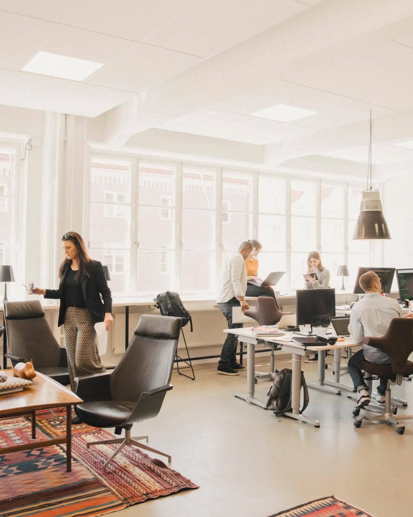 Group of employees working in an office