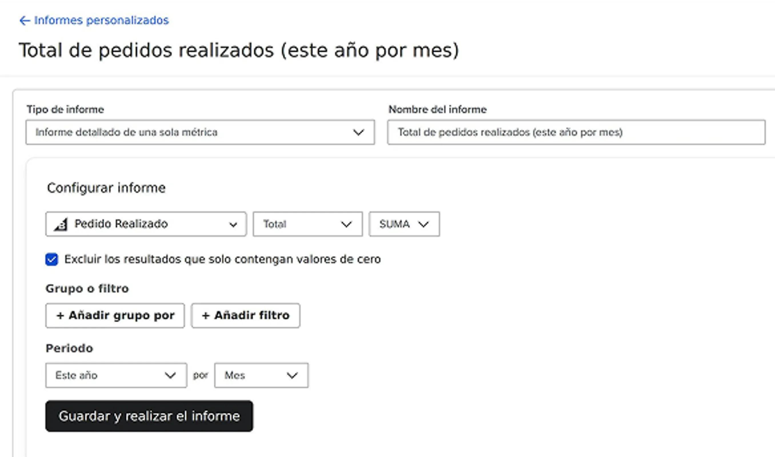 Single metric deep dive that sorts Placed Order data for the year broken down by month.