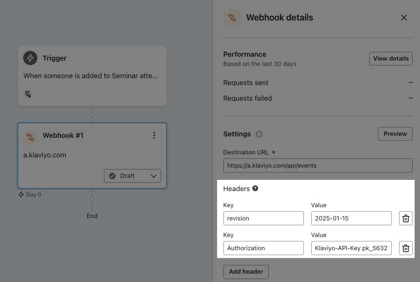 Configuring webhook headers