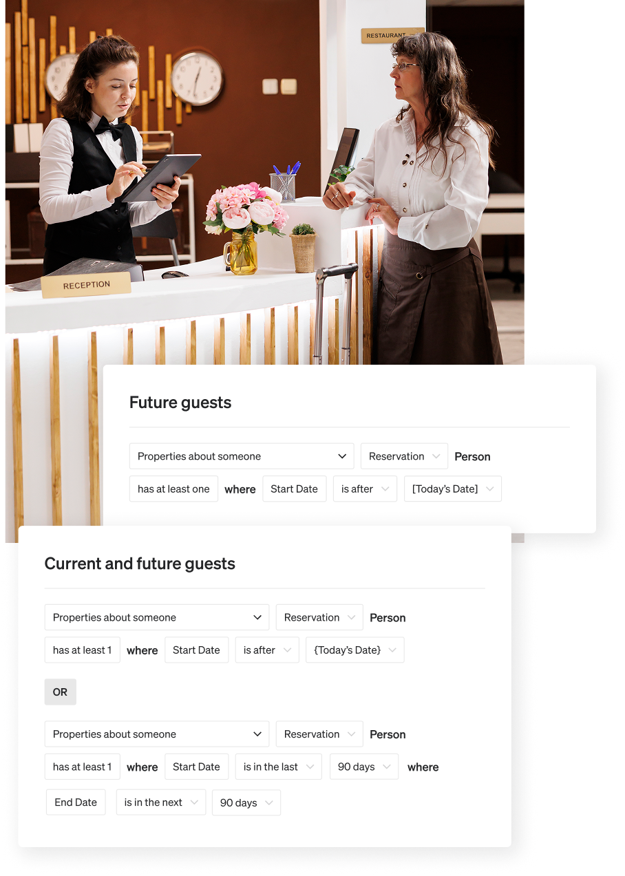 2 Klaviyo segments showing recommended object-based segments for hospitality businesses