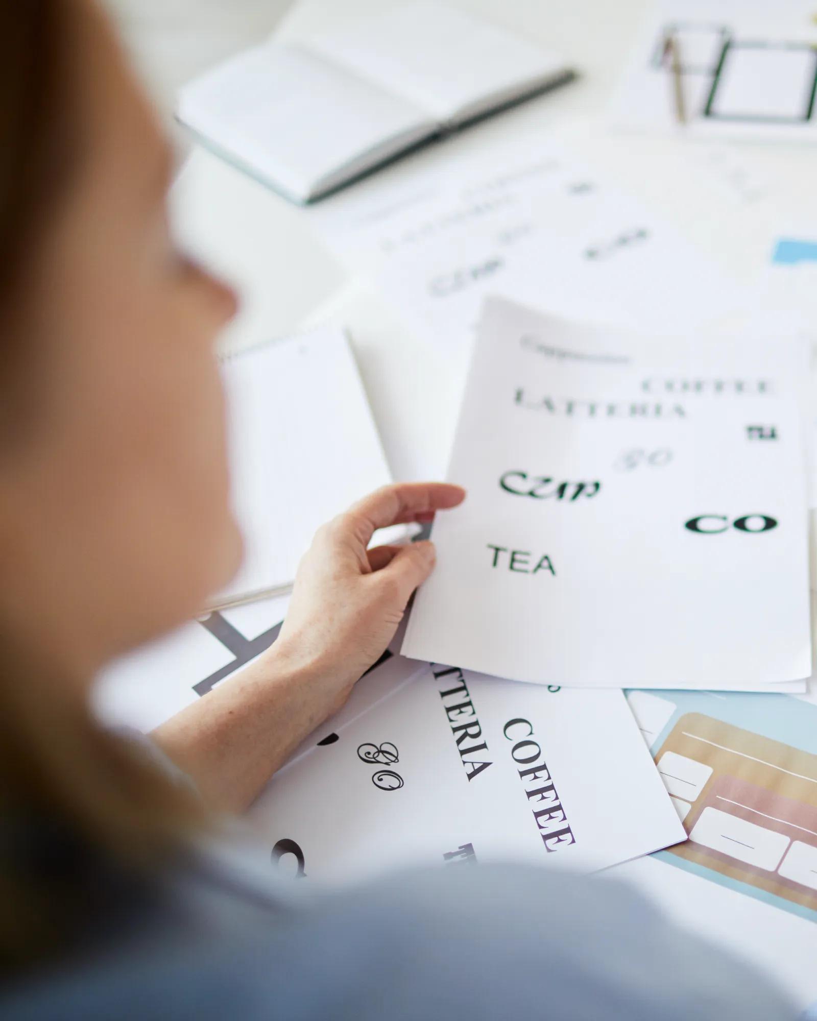 Woman looking through potential keywords