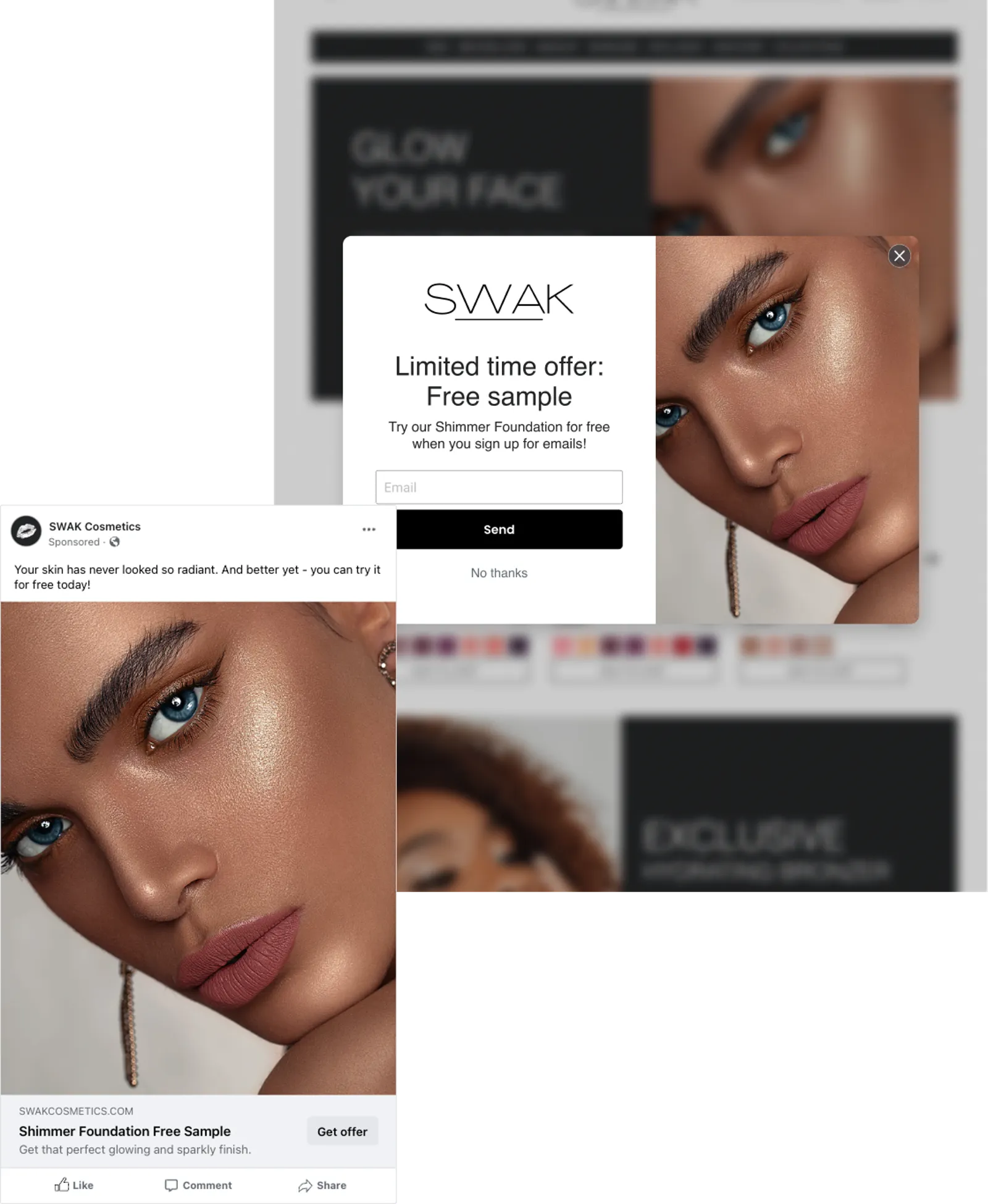Social ad & sign-up form to collect subscribers