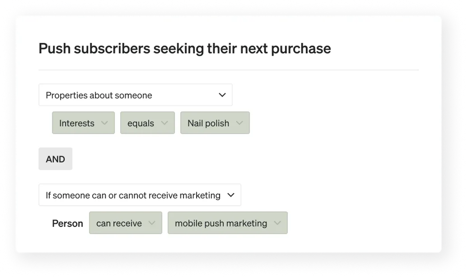 A segment of push subscribers who have indicated that they are also interested in SWAK's nail polish.
