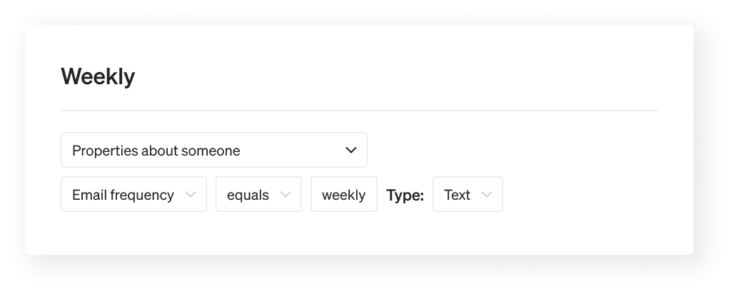 Weekly sending segment
