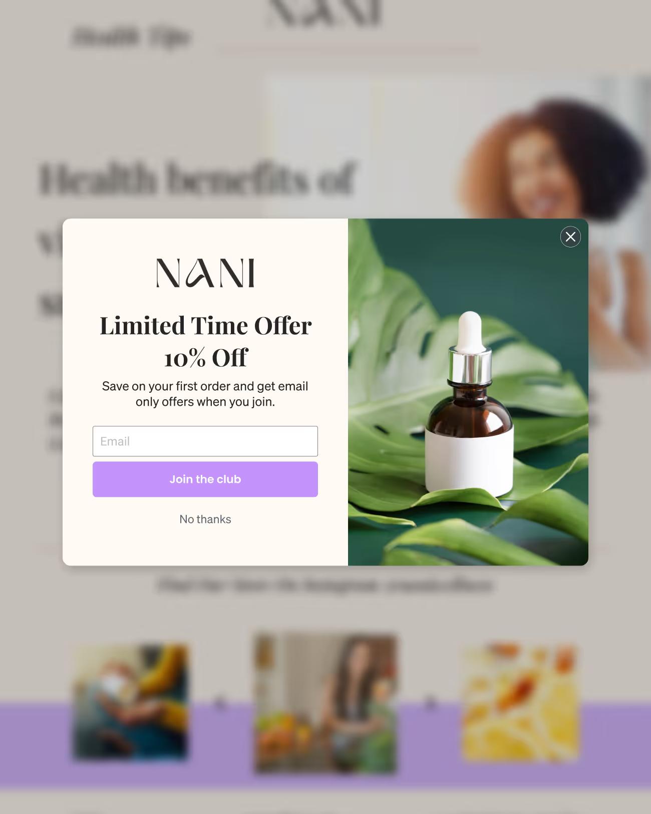 A sign-up form in Klaviyo.