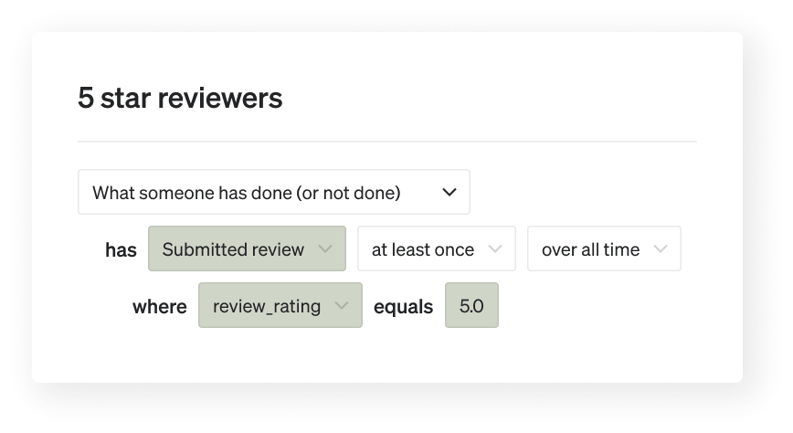 Example segment of 5-star reviewers